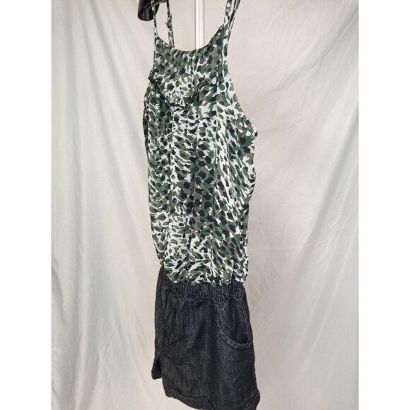 Blue Spice Junior's Black Green Cheetah Print Romper Size Medium - Picture 2 of 5